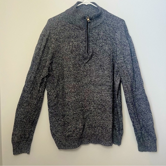 Cashmere Cotton Blend Hawker Rye Heather Charcoal Gray 1/4 Zip Pullover Large - Picture 8 of 9